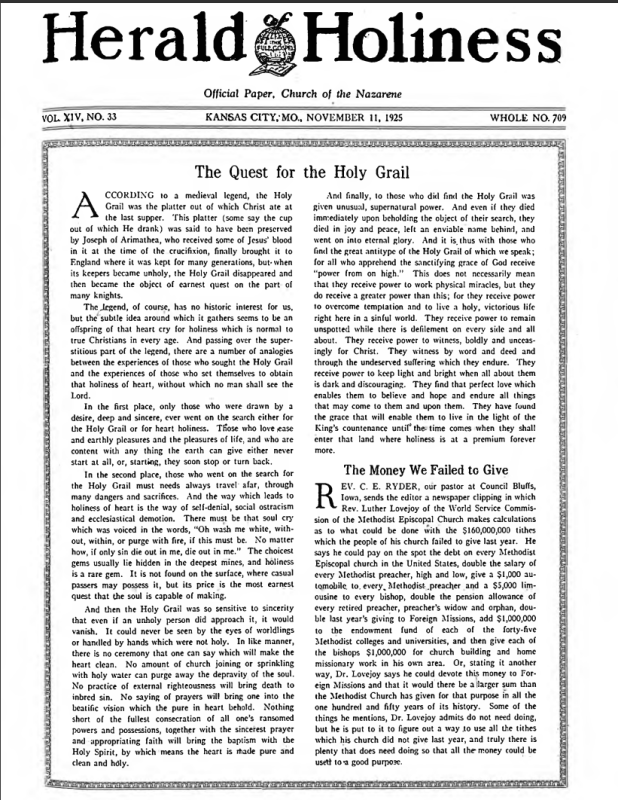Front page of Herald of Holiness - November 11, 1925