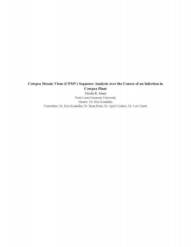 Cowpea Mosaic Virus (CPMV) Sequence Analysis over the Course of an Infection in Cowpea Plant