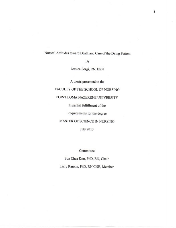 Nurses' Attitudes towards Death and Care of the Dying Patient